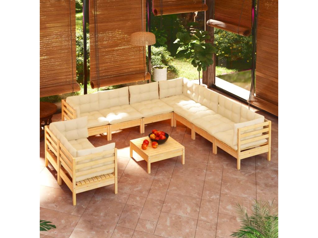 Ensemble de meubles de jardin en pin beige