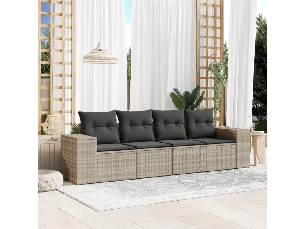 Ensemble de mobilier de jardin en résine tressée grise - dlz1766583480898