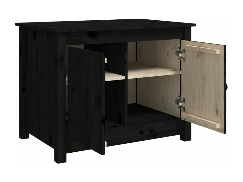 Table basse en bois massif noir, 71 x 49 x 55 cm