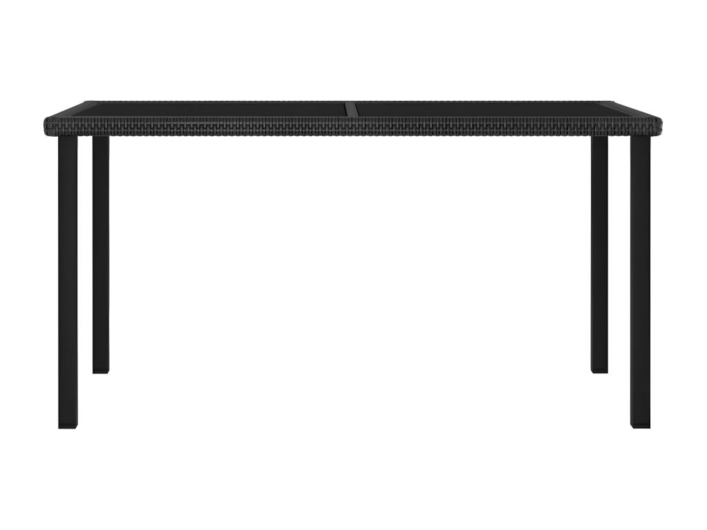 Table en résine tressée noire, 140 x 70 x 73 cm