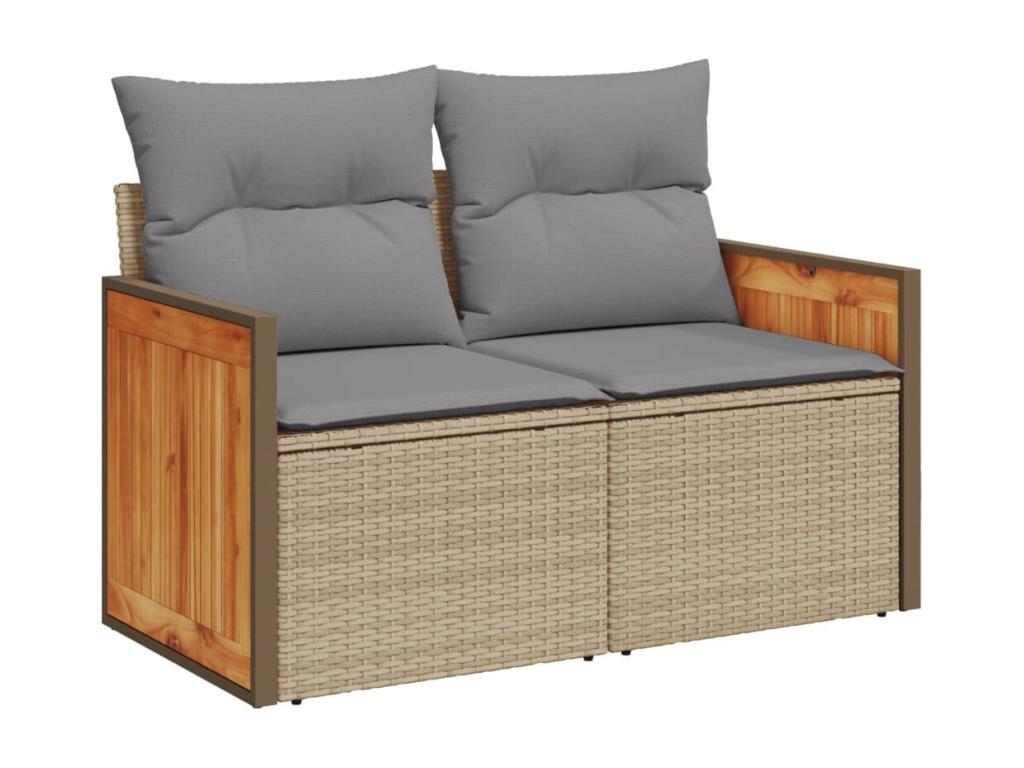 Ensemble de mobilier de jardin en résine tressée beige - dlz1766583518399