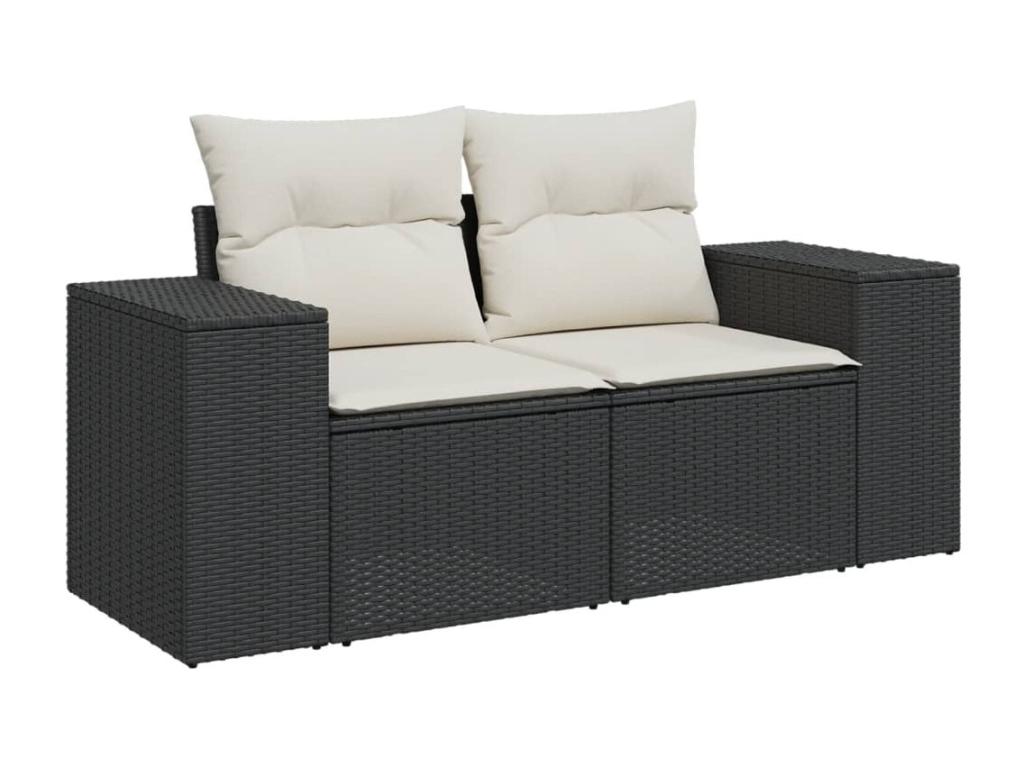 Ensemble de mobilier de jardin en résine tressée noire - dlz1766583726546