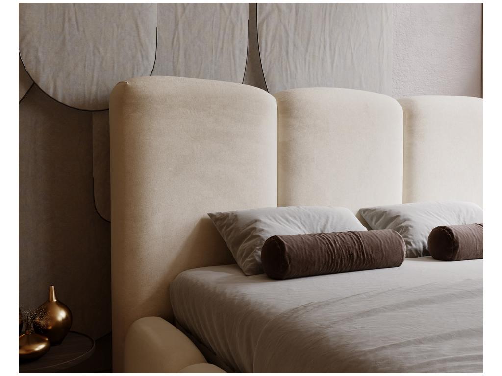 Lit en velours beige, 200 x 200 cm