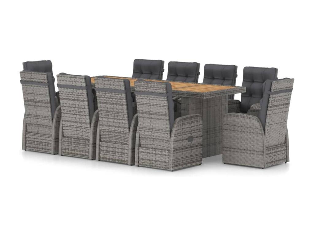 Ensemble de mobilier de jardin en résine tressée grise - dlz1766583715583